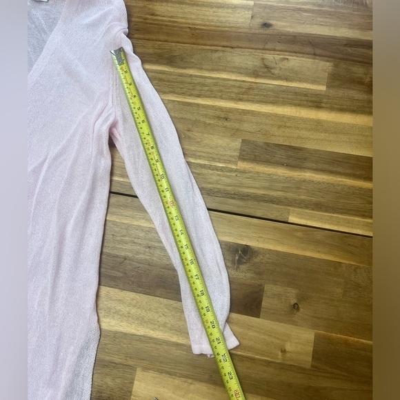 J Jill Pink Lightweight Long Cardigan Sweater Open Front Linen Rayon Size Medium - Picture 8 of 9